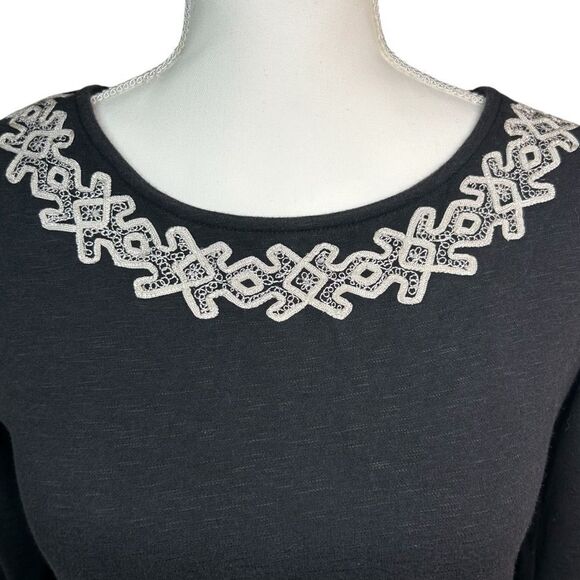 Free People Black Cut-Out Back Mini Dress White Embroidered Lace Dress Medium - Picture 2 of 7